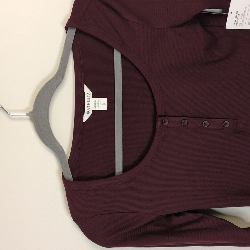 Athleta Signature Rib Henley Top Spiced Cabernet